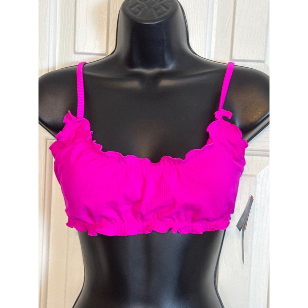 Salt & Cove Pink Swim Top Ruffle Trim Adjustable‎ Straps Medium